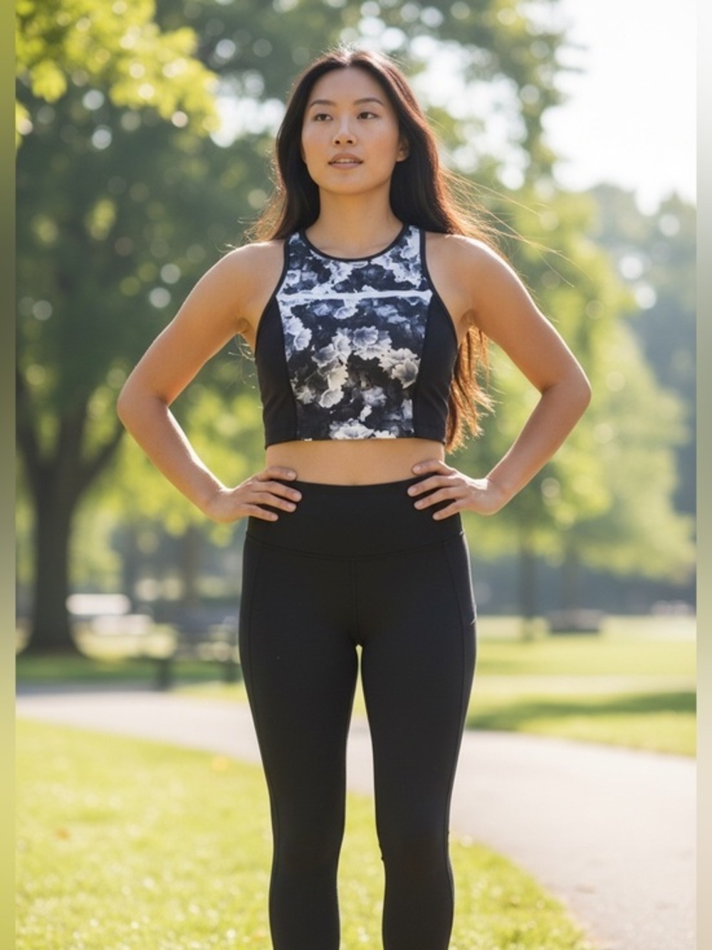 Betsey Johnson black Performance floral sports bra in size Small